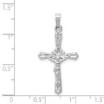 14k White Gold Polished INRI Crucifix Pendant - Image 4