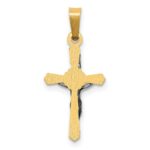 14k Two-tone Polished INRI Crucifix Pendant - Image 3