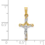 14k Two-tone Polished INRI Crucifix Pendant - Image 4