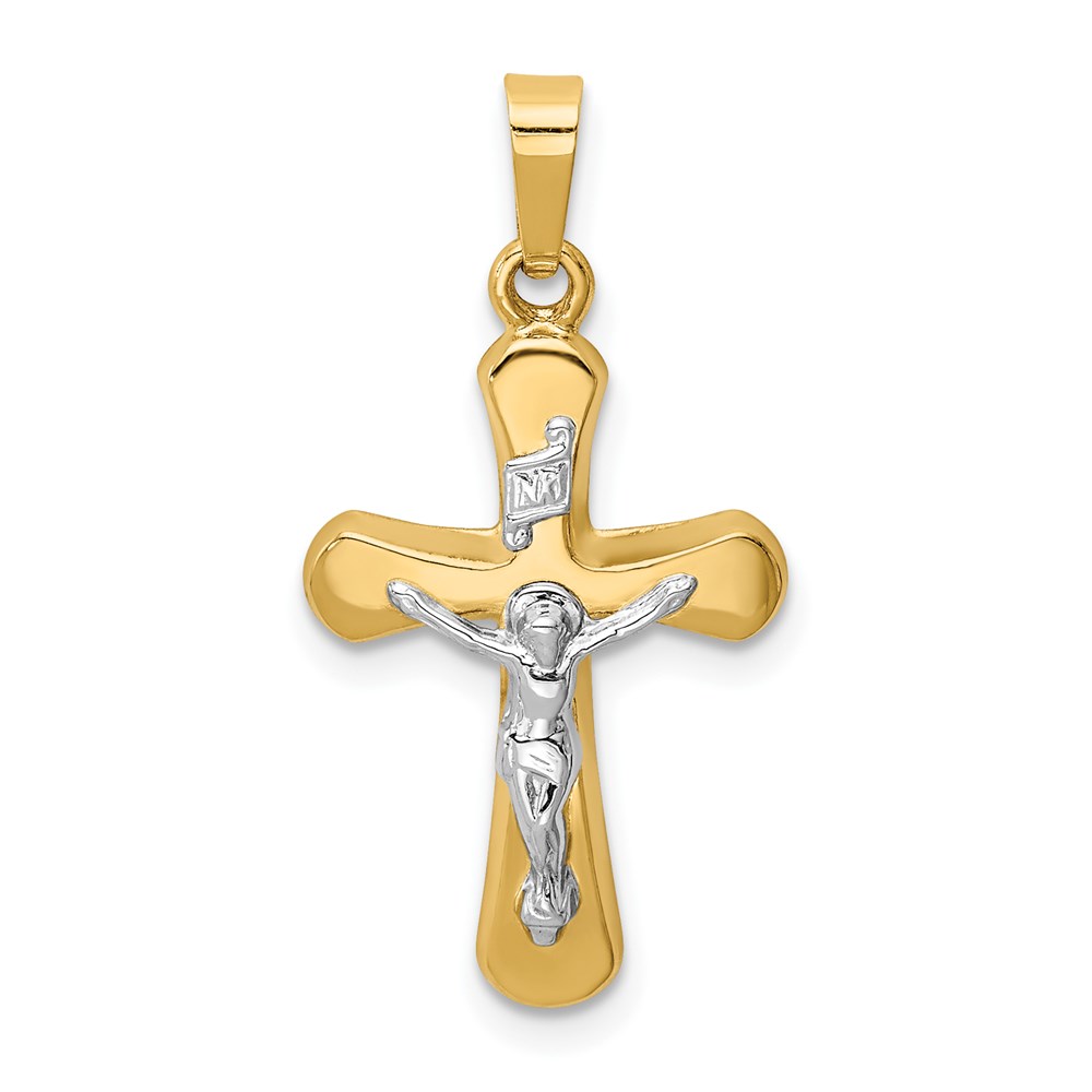 XR1662.jpg 14k Two-tone Polished Rounded Crucifix Pendant - Image 1