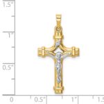 14k Two-tone Polished INRI Crucifix Pendant - Image 4