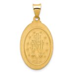 14k Polished and Satin Hollow Spanish Miraculous Medal Oval Pendant - Image 4