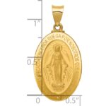 14k Polished and Satin Hollow Spanish Miraculous Medal Oval Pendant - Image 3