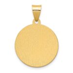 14K Polished and Satin Hollow Spanish Santa Ana Medal Round Pendant - Image 3