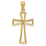14K Cut-out Diamond-cut Cross Pendant - Image 4