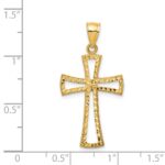 14K Cut-out Diamond-cut Cross Pendant - Image 3
