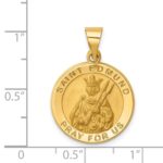 14k Polished and Satin Hollow Round St. Edmund Medal Pendant - Image 4