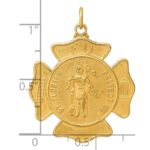 14k Polished and Satin Large Solid St. Florian Fire Dept. Badge Medal Pendant - Image 3