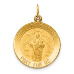 14k Polished and Satin Solid St. Jude Thaddeus Medal Round Pendant