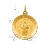14k Polished and Satin Solid St. Jude Thaddeus Medal Round Pendant - Image 3