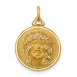 14k Polished and Satin Small Round Jesus Medal