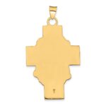 14k Hollow Polished and Satin Jesus Cross Medal Pendant - Image 4
