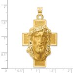 14k Hollow Polished and Satin Jesus Cross Medal Pendant - Image 3
