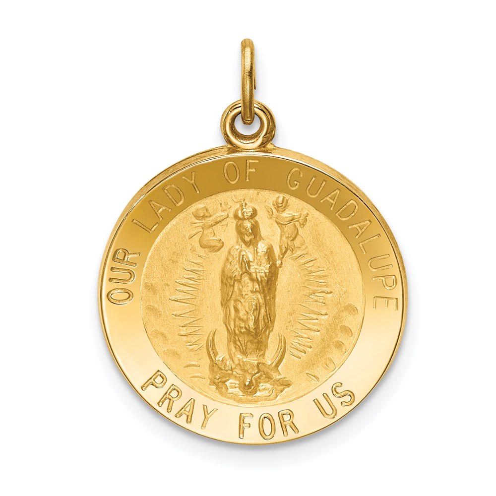 XR1744.jpg 14k Polished and Satin Solid Our Lady of Guadalupe Medal Round Pendant - Image 1
