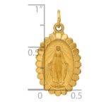 14k Polished and Satin Solid Miraculous Medal Scalloped Edge Oval Pendant - Image 3