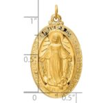 14k Polished and Satin Solid Large Miraculous Medal Oval Pendant - Image 3