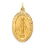 14k Polished and Satin Solid Miraculous Medal Oval Pendant