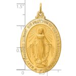 14k Polished and Satin Solid Large Miraculous Medal Oval Pendant - Image 3