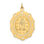 14k Polished and Satin Solid Large Miraculous Medal Scalloped Edge Oval Pendant - Image 4