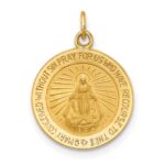 14k Polished and Satin Solid Miraculous Medal Round Charm