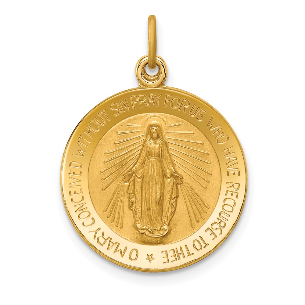 XR1773.jpg 14k Polished and Satin Solid Small Miraculous Medal Round Pendant - Image 1
