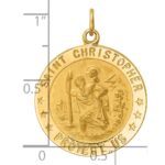 14k Polished and Satin Medium Solid  Round St. Christopher Medal Pendant - Image 4