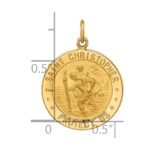 14k Polished and Satin Solid Small Round St. Christopher Medal Pendant - Image 4