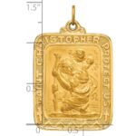14k Polished and Satin Solid Large Rectangle St. Christopher Medal Pendant - Image 4