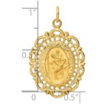 14k Polished and Satin Solid Medium Fancy Pierced Oval St. Christopher Medal Pendant - Image 3