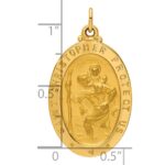 14k Polished and Satin Solid Medium St. Christopher Medal Oval Pendant - Image 3