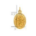 14k Polished and Satin Solid Small Oval St. Christopher Medal Charm - Image 3