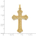 14k Hollow Polished Woven Fleur de Lis Cross Pendant - Image 4