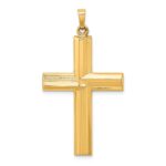 14k Hollow Polished Stripe Design Latin Cross Pendant