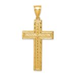 14K Large Diamond-cut Cross Pendant
