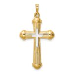 14k Two-tone Hollow Polished Cross with Center Cross Pendant