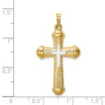 14k Two-tone Hollow Polished Cross with Center Cross Pendant - Image 4