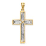 14K Two-tone Polished and Diamond-cut Cross Pendant - Image 4
