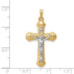 14k Two-tone Hollow Polished Chevron Design Crucifix Pendant - Image 4