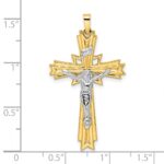 14k Two-tone Polished Solid Fancy INRI Crucifix Pendant - Image 3