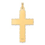 14k Polished and Textured Solid Floral Cross Pendant - Image 4
