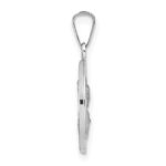 14k White Gold Polished and Satin Hollow Queen Of The Holy Scapular Medal Reversible Round Pendant - Image 2