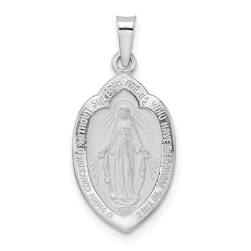 XR1913.jpg 14k White Gold Polished and Satin Solid Miraculous Medal Pendant - Image 1