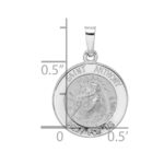 14k White Gold Polished and Satin Hollow St Anthony Medal Pendant - Image 3