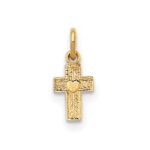 14k Polished Solid Tiny Heart Cross Pendant