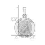 14k White Gold Polished and Satin Hollow St Anthony Medal Pendant - Image 3