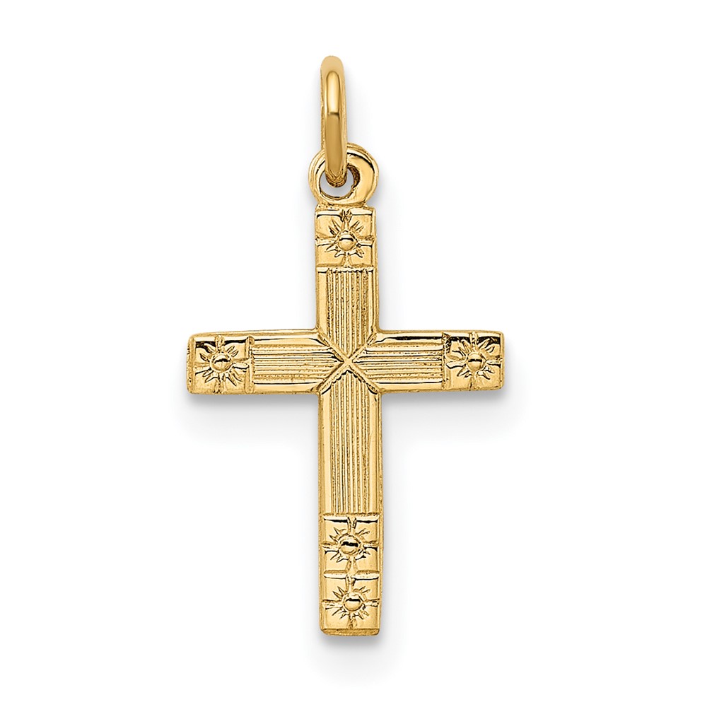 XR1920.jpg 14k Polished and Textured Solid Cross Pendant - Image 1