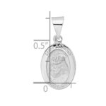 14k White Gold Polished and Satin Hollow St Anthony Medal Small Oval Pendant - Image 3