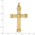 14k Polished and Textured Circle Center Cross Pendant - Image 3