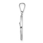 14k White Gold Polished and Satin Hollow St Michael Medal Round Pendant - Image 2