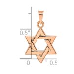 14k Rose Gold Polished Solid Star of David Pendant - Image 3